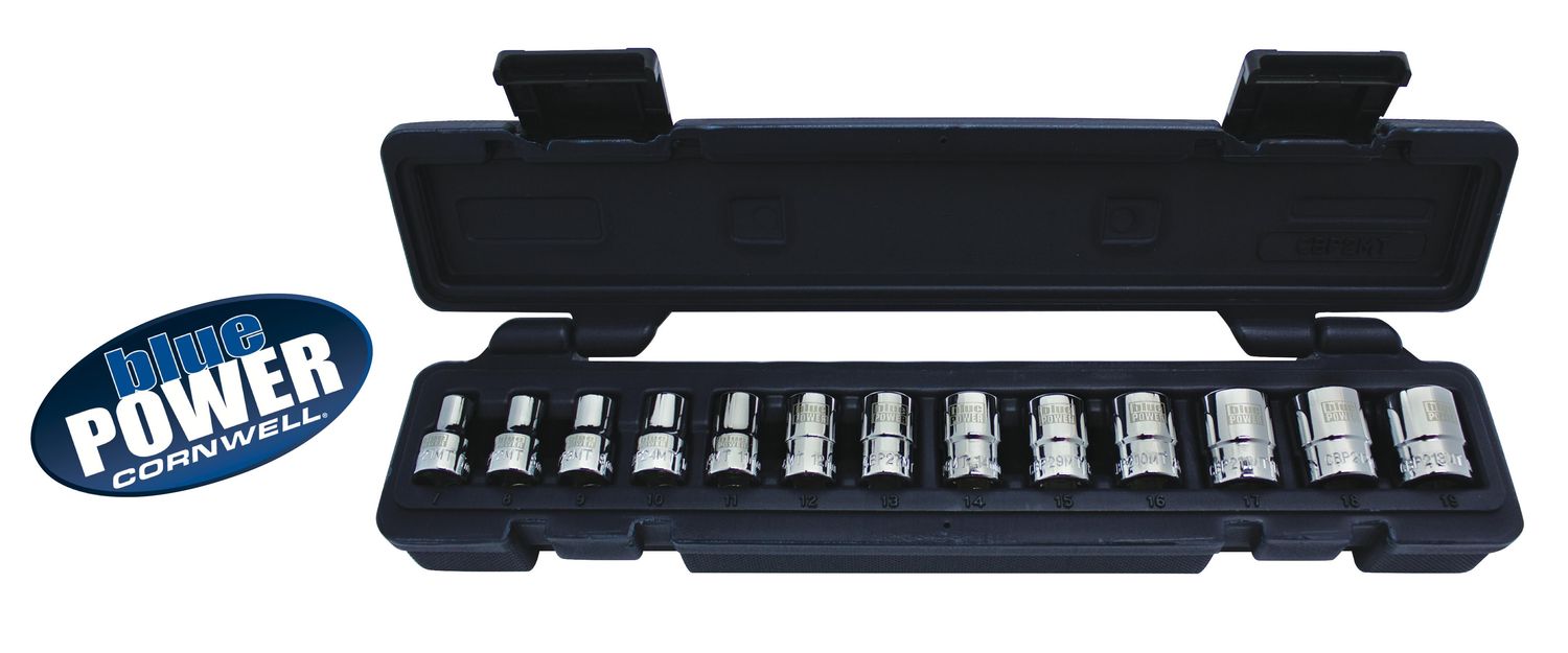 CBP2MT - 13 Piece 3/8” Drive Cornwell® bluePOWER® Metric Socket Set, 12 Point
