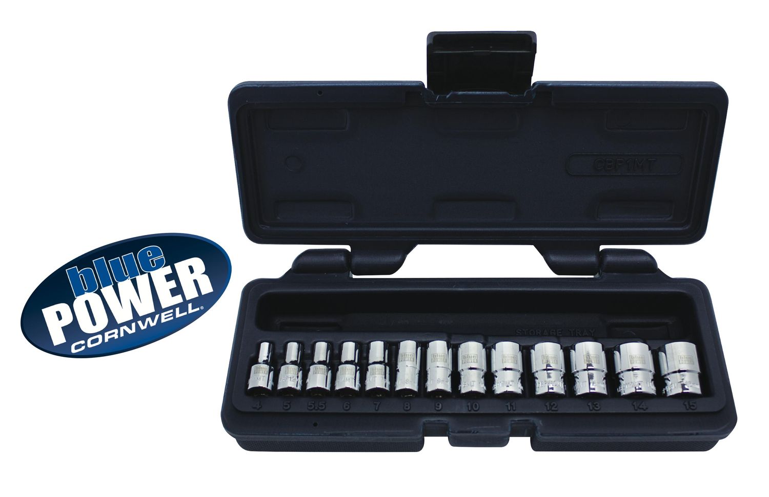 CBP1MT - 13 Piece 1/4” Drive Cornwell® bluePOWER® Metric Socket Set, 12 Point