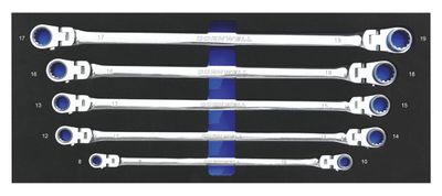 CRWLF5MSB - 5 Piece 120-Tooth Metric Extra-Long Flex Ratcheting Box Wrench Set