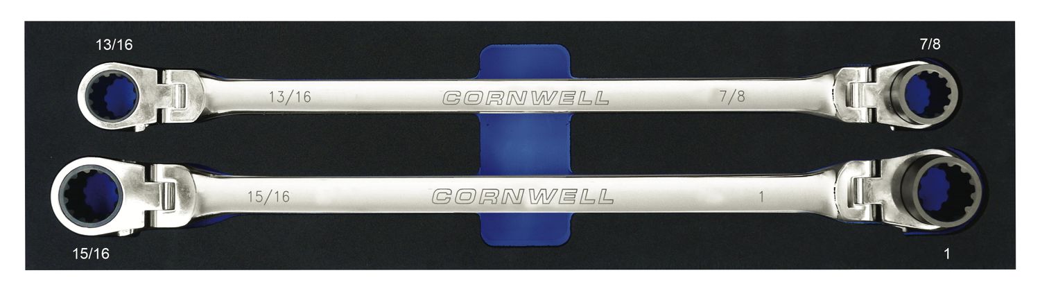 CRWLF2SB - 2 Piece 120-Tooth SAE Extra-Long Flex Ratcheting Box Wrench Set