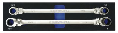 CRWLF2SB - 2 Piece 120-Tooth SAE Extra-Long Flex Ratcheting Box Wrench Set
