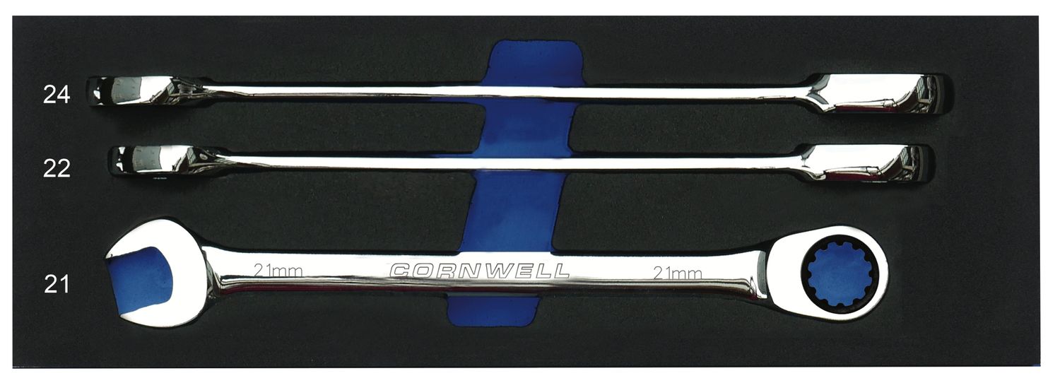 CRW3MSB - 3 Piece 120-Tooth Metric Ratcheting Combination Wrench Set