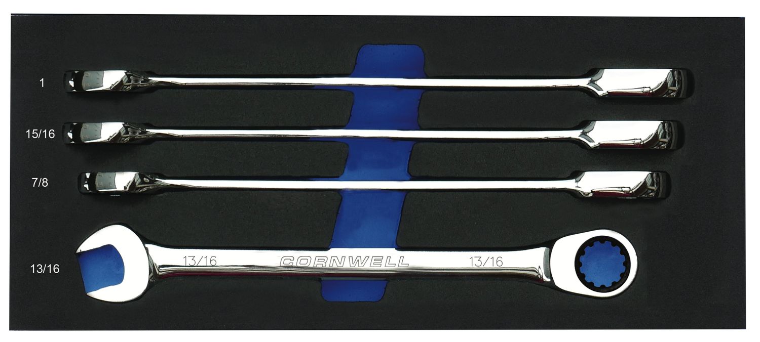 CRW4SB - 4 Piece 120-Tooth SAE Ratcheting Combination Wrench Set