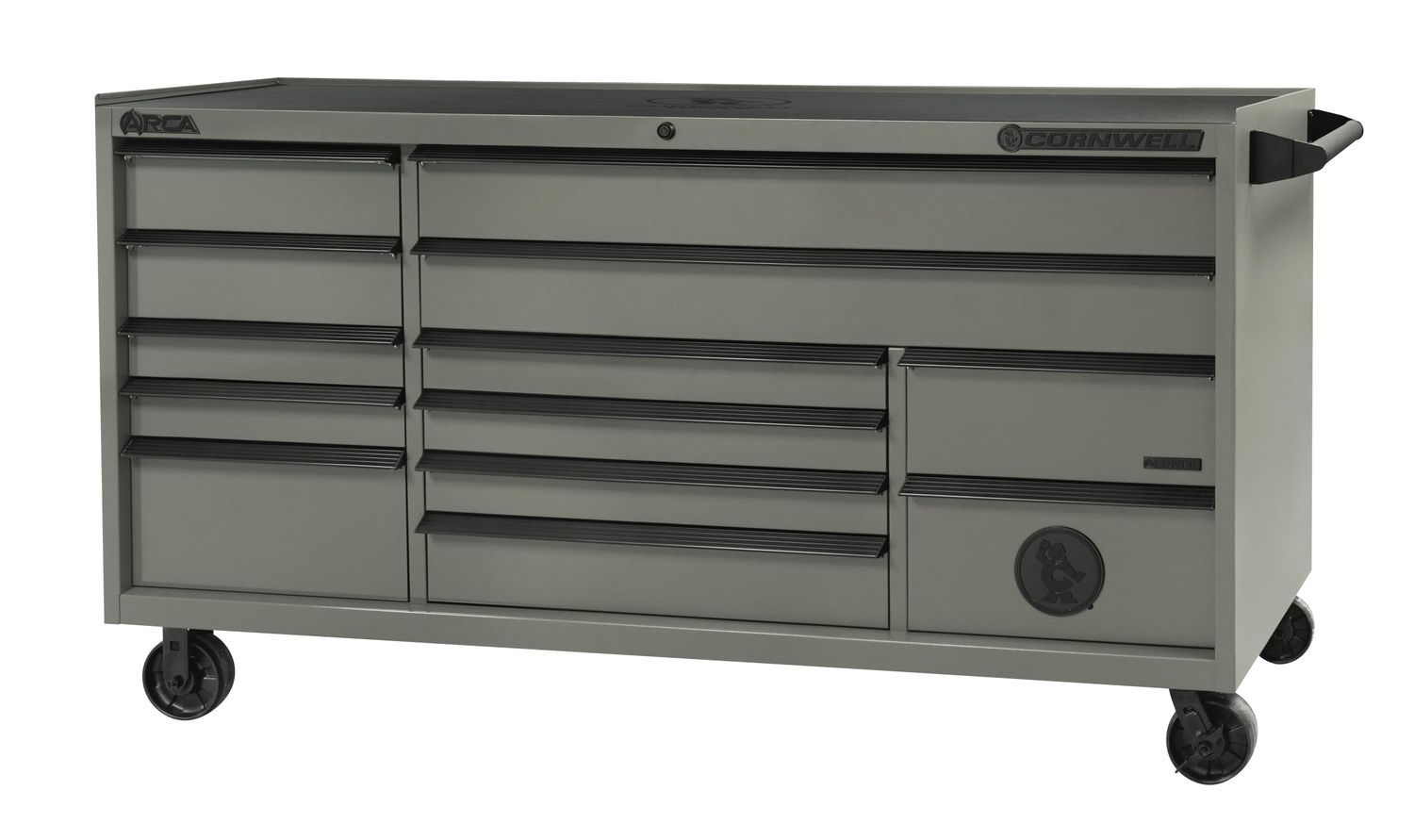 CTSASR7913KSM - (BTO) ARCA® 79” 13-Drawer Triple Bank Roller Cabinet, Smoke/Black Trim