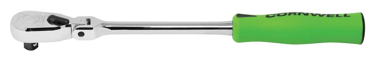 JRZF12LG - 3/8" Drive 13" Flex-Head 120-Tooth Handled Ratchet, Green