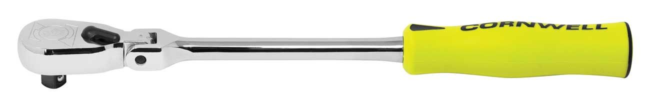 JRZF12LY - 3/8" Drive 13" Flex-Head 120-Tooth Handled Ratchet, Yellow