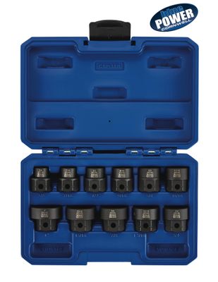 CBPI3SB - 11 Piece 1/2” Drive Cornwell® bluePOWER® Square or Hex Stubby SAE Socket Set