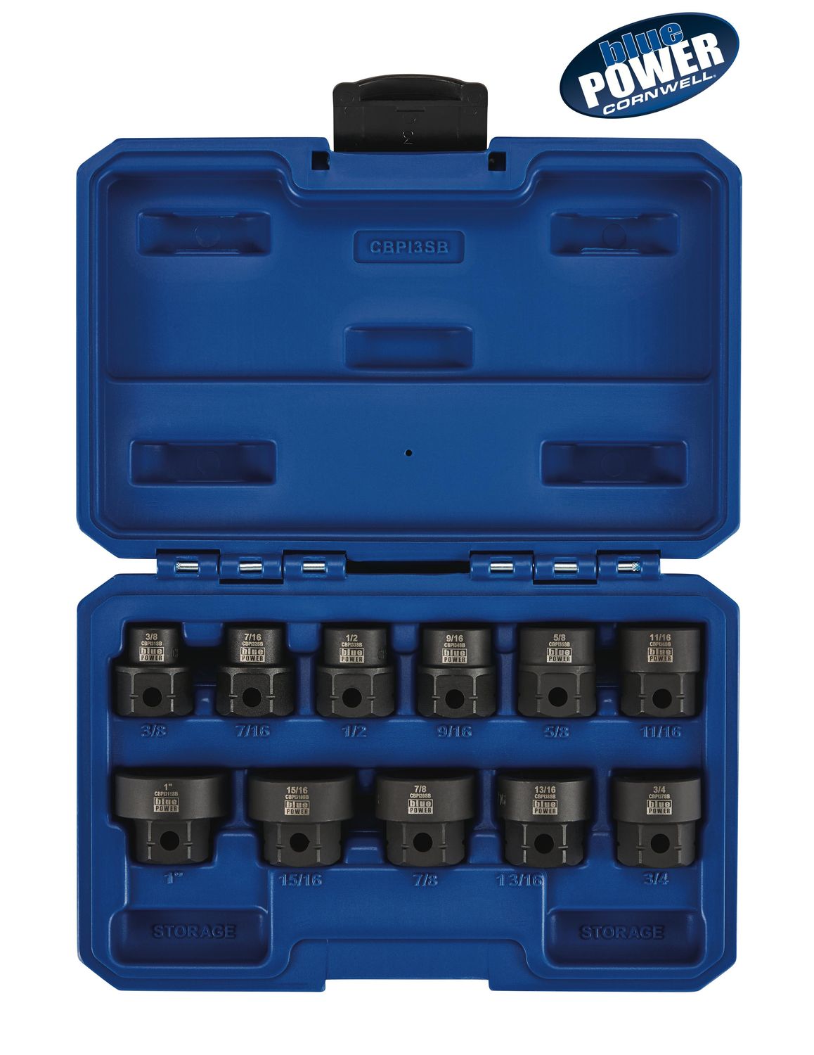 CBPI3SB - 11 Piece 1/2” Drive bluePOWER® Square or Hex Stubby SAE Socket Set