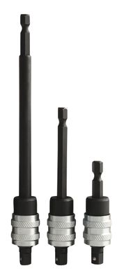 CBP31HEIAS - 3 Piece Cornwell® bluePOWER® Locking Impact Adapter Set (1/4" Hex to 1/4" Square)
