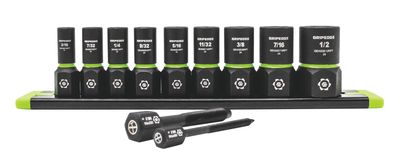 GE9ASSESRPT - 9 Piece 1/4" Drive SAE RPT Socket Extractor Set (Standard Length)