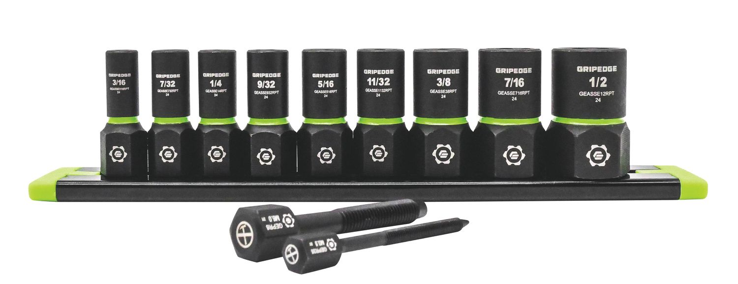 GE9ASSESRPT - 9 Piece 1/4" Drive SAE RPT Socket Extractor Set (Standard Length)