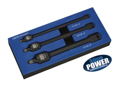 CBPEUPA3ST - 3 Piece Cornwell® bluePOWER® Universal Adapter Set, 1/4", 3/8" &amp; 1/2" Drive