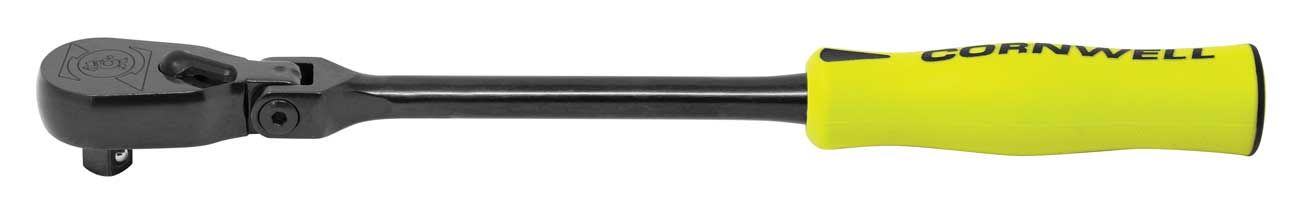 JRZFB12LY - 3/8" Drive 13" Flex-Head 120-Tooth Industrial Finish Handled Ratchet, Yellow