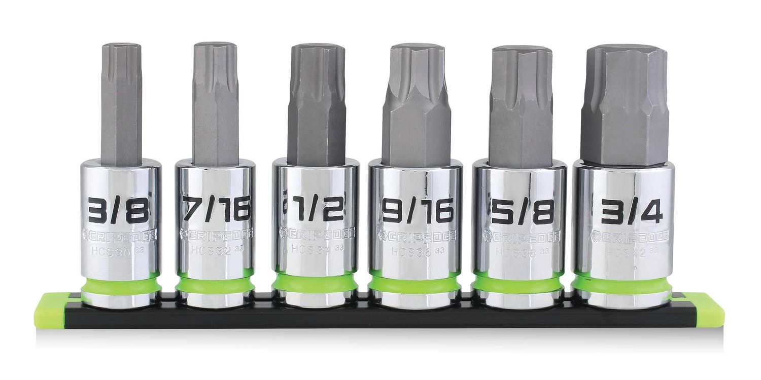 GEHCS6S - 6 Piece 1/2" Drive Short SAE RPT Hex Bit Socket Set