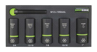 GEXCS5DS - 5 Piece 1/2" Drive SAE RPT Socket Extractor Set (Deep Length)