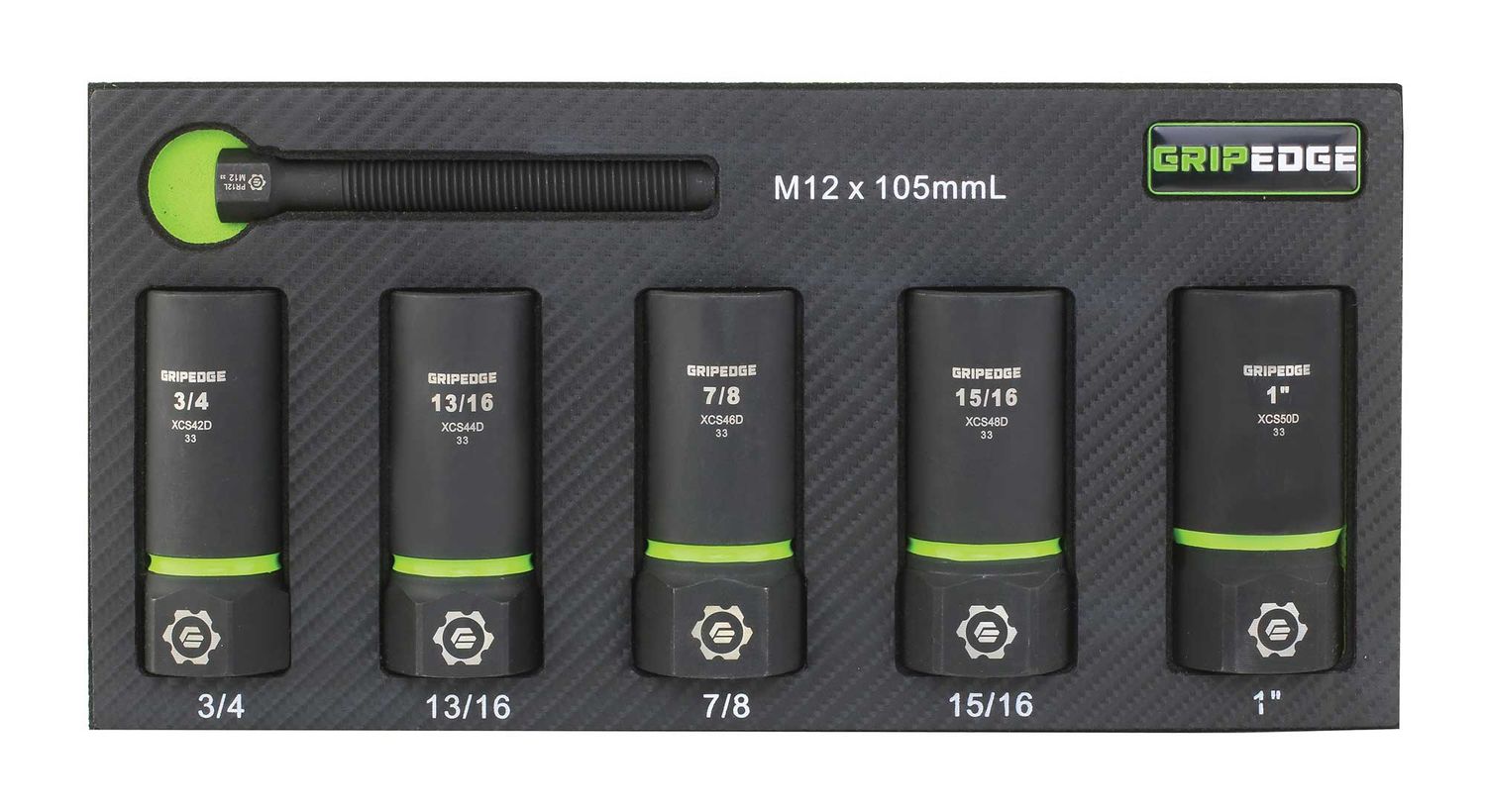 GEXCS5DS - 5 Piece 1/2" Drive SAE RPT Socket Extractor Set (Deep Length)