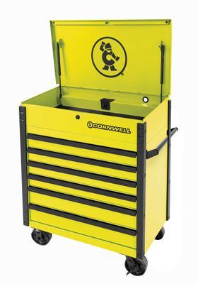 CTSSCF396KLY - 39" 6-Drawer USA Flip Top Service Cart, Lightning Yellow