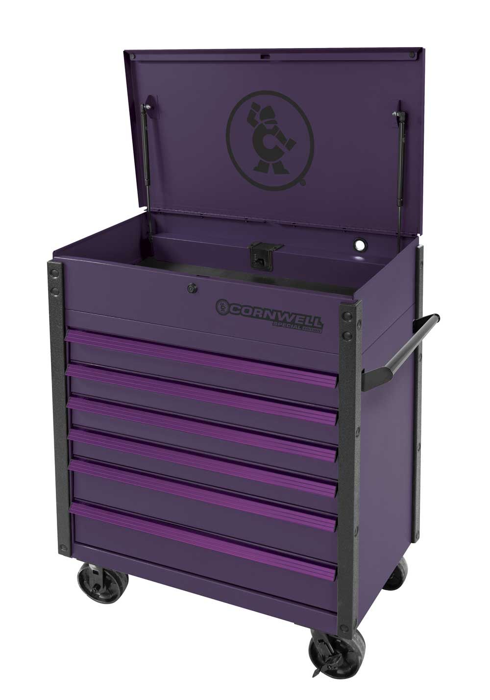 CTSSCF396UPR - 39" 6-Drawer USA Flip Top Service Cart, Purple Rain/Purple