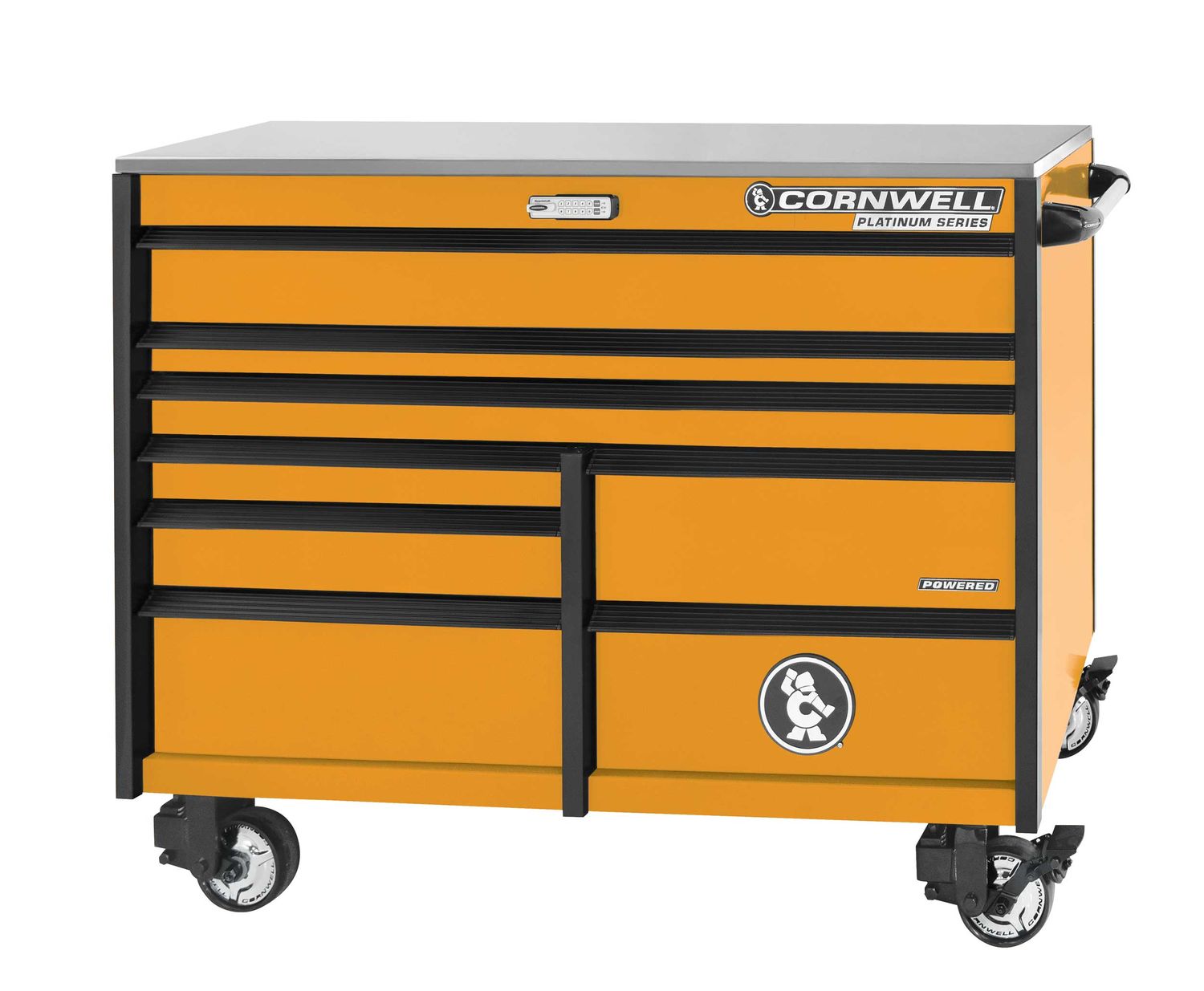 CTSPPR568KRE - (BTO) PLATINUM PLUS™ 56” 8-Drawer Double Bank Cabinet, Ignition Orange/Black Trim