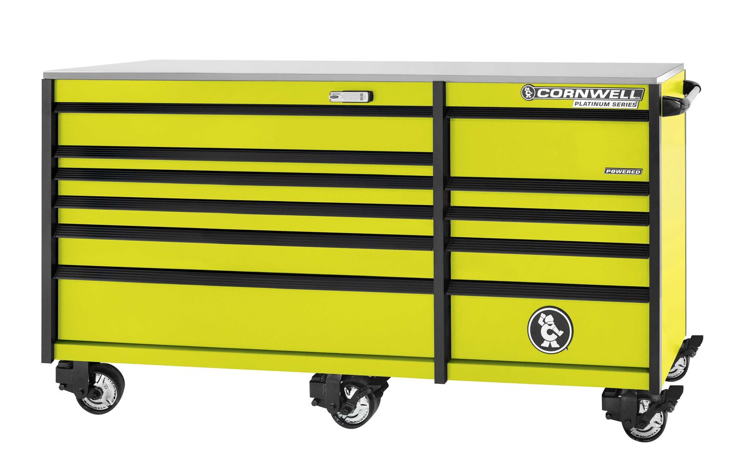 CTSPPR8411KLY - (BTO) PLATINUM PLUS™ 84” 11-Drawer Double Bank Cabinet, Lightning Yellow/Black Trim