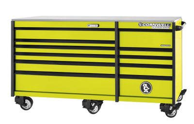 CTSPPR8411KLY - (BTO) PLATINUM PLUS™ 84” 11-Drawer Double Bank Cabinet, Lightning Yellow/Black Trim
