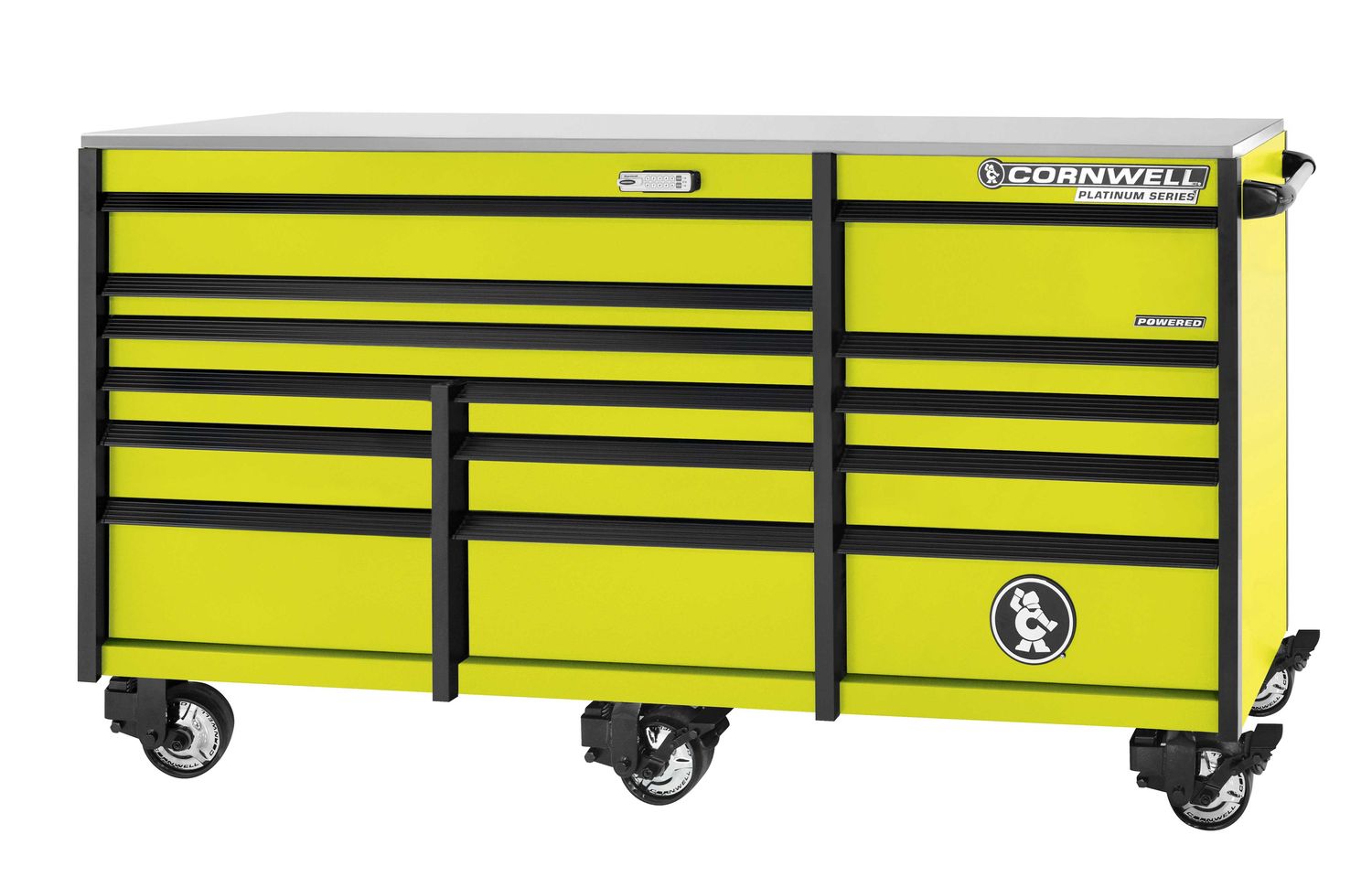 CTSPPR8414KLY - (BTO) PLATINUM PLUS™ 84” 14-Drawer Triple Bank Cabinet, Lightning Yellow/Black Trim