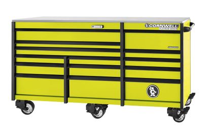 CTSPPR8414KLY - (BTO) PLATINUM PLUS™ 84” 14-Drawer Triple Bank Cabinet, Lightning Yellow/Black Trim