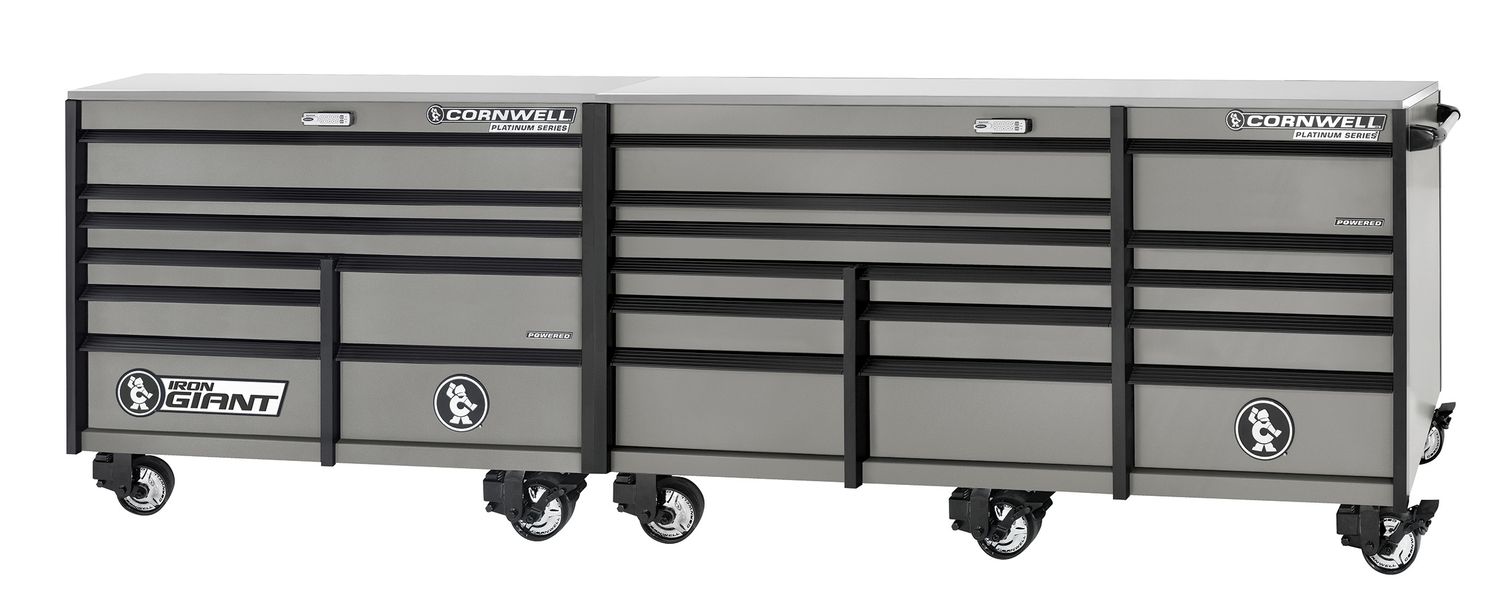 XPCTSPPR14022KSM - PLATINUM PLUS™ 140" 22-Drawer Iron Giant Roller Cabinet, Smoke