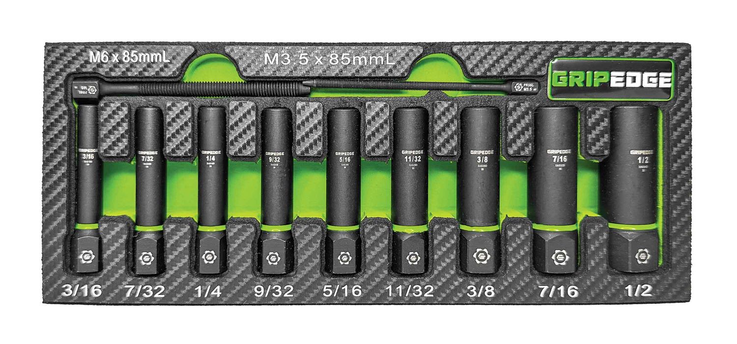 GEXAS9DS - 9 Piece 1/4" Drive SAE RPT Socket Extractor Set (Deep Length)