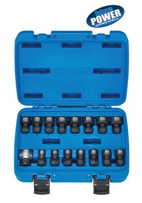 CBPIEU3M - 16 Piece 1/2" Drive Cornwell® bluePOWER® Exchangeable Universal Power (Pin-less) Metric Socket Set, 6 Point