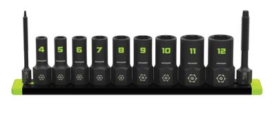 GEXAM9S - 9 Piece 1/4" Drive Metric RPT Socket Extractor Set (Standard Length)