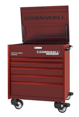 CTSPPF405RRA - (BTO) 40" 5-Drawer Platinum Plus Flip Top Cart, Radium/Red Trim
