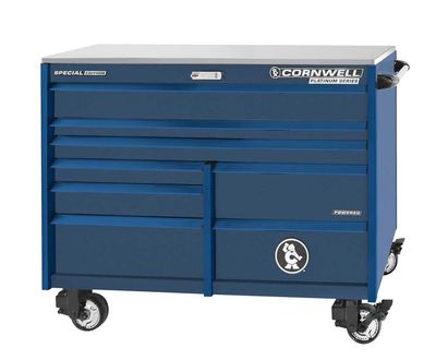 CTSPPR568BCT - PLATINUM PLUS™ 56" 8-Drawer Double Bank Roller Cabinet, Cobalt/Blue Trim