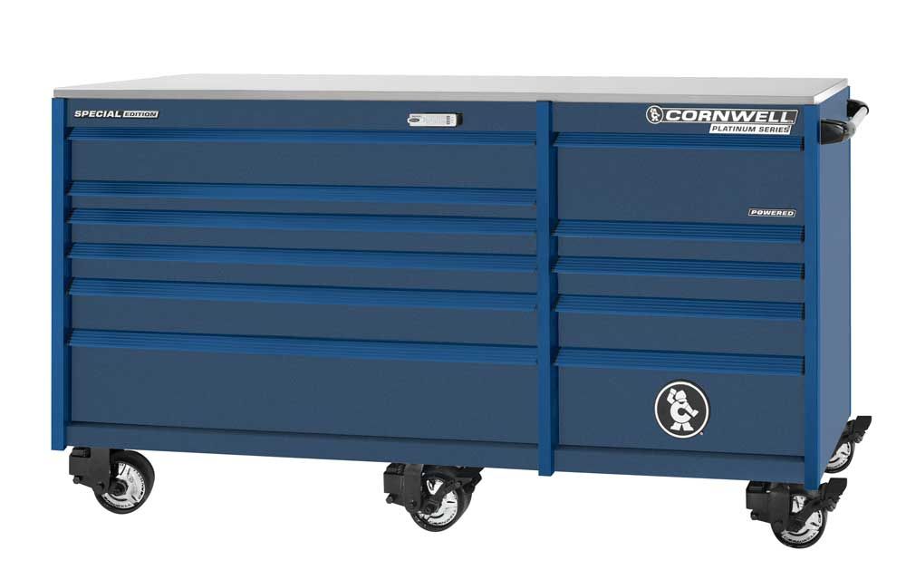 CTSPPR8411BCT - PLATINUM PLUS™ 84" 11-Drawer Double Bank Roller Cabinet, Cobalt/Blue Trim