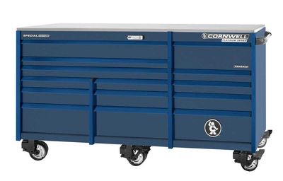 CTSPPR8414BCT - PLATINUM PLUS™ 84" 14-Drawer Triple Bank Roller Cabinet, Cobalt/Blue Trim
