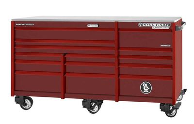 CTSPPR8414RRA - PLATINUM PLUS™ 84" 14-Drawer Triple Bank Roller Cabinet, Radium/Red Trim