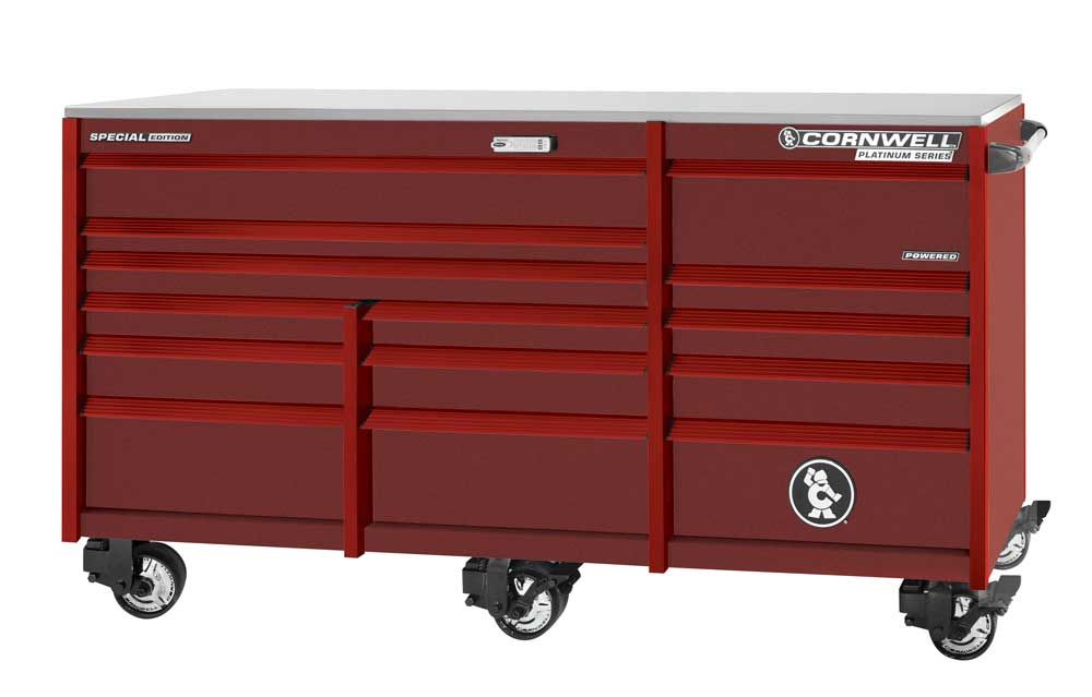 CTSPPR8414RRA - PLATINUM PLUS™ 84" 14-Drawer Triple Bank Roller Cabinet, Radium/Red Trim