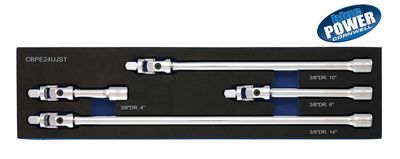 CBPE24UJST - 4 Piece 3/8” Drive Cornwell® bluePOWER® Universal Joint Extension Set