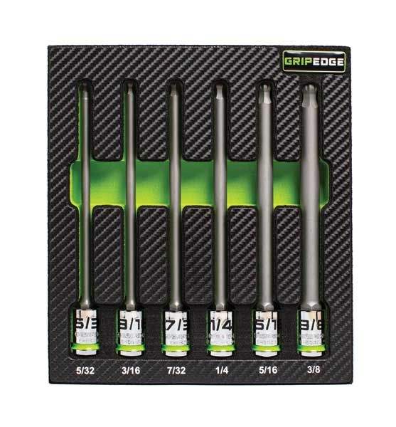 GEBHBS6LS - 6 Piece 3/8" Drive Long SAE RPT Ball Hex Driver Set