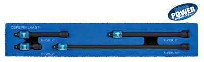 CBPEP04LKAST - 4 Piece 1/4” Drive Cornwell® bluePOWER® Locking Impact Extension Set
