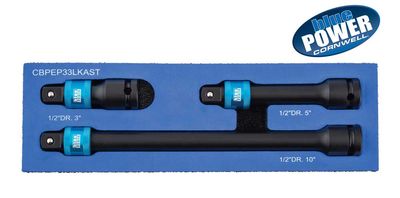 CBPEP33LKAST - 3 Piece 1/2” Drive Cornwell® bluePOWER® Locking Impact Extension Set