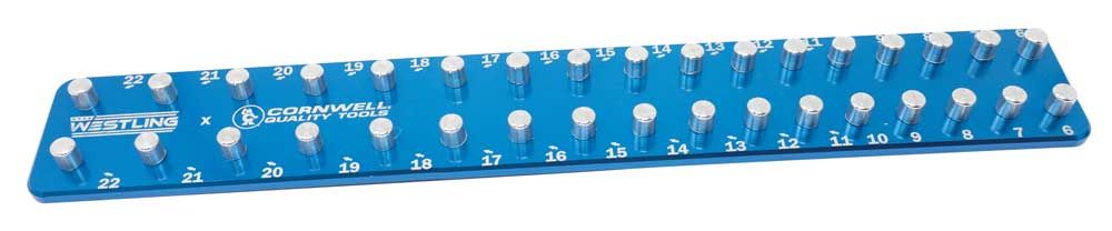 WST3834MBE - 3/8" Drive 2-Row Aluminum Metric Socket Tray, Blue