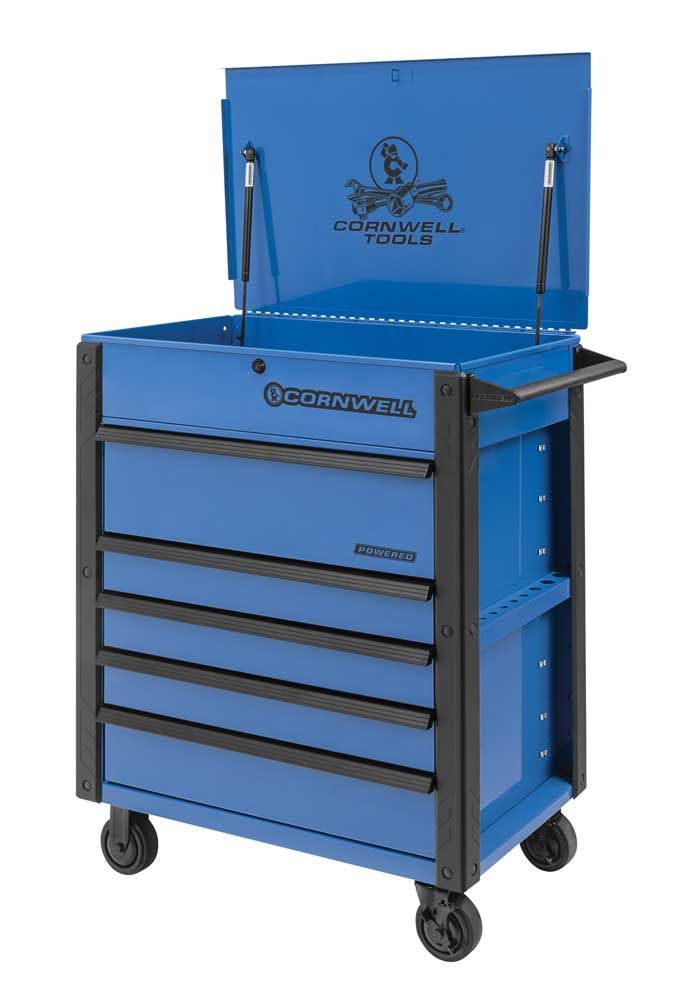 CTBFP355KB - 5-Drawer Flip Top Cart w/ Power Drawer, Corporate Blue