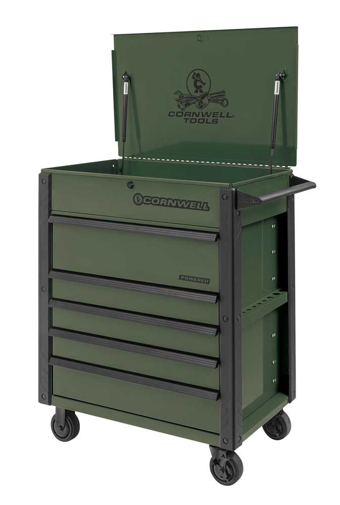 CTBFP355KVG - 5-Drawer Flip Top Cart w/ Power Drawer, Olive