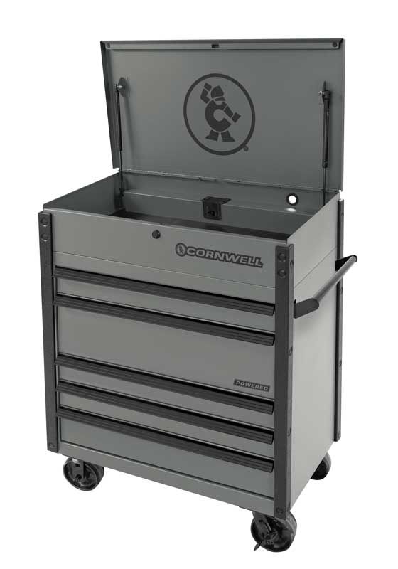 CTSSCFP395KST - 39" 5-Drawer USA Flip Top Power Drawer Cart, Storm/Black Trim