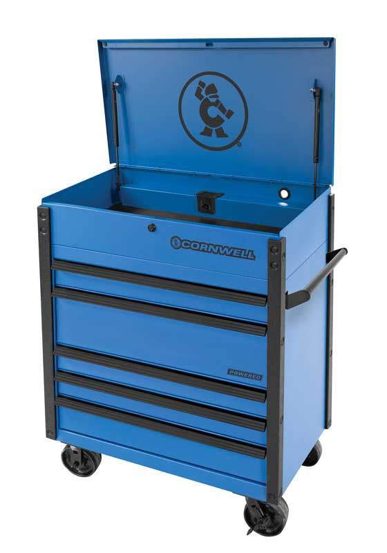CTSSCFP395KTB - 39" 5-Drawer USA Flip Top Power Drawer Cart, Torch Blue/Black Trim