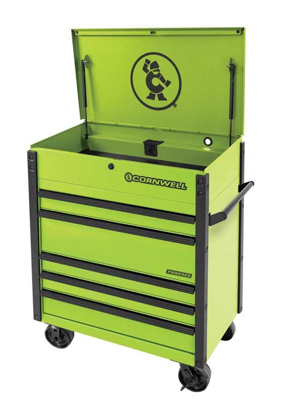 CTSSCFP395KTG - 39" 5-Drawer USA Flip Top Power Drawer Cart, Nitro Green/Black Trim