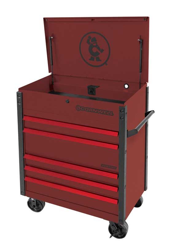 CTSSCFP395RRA - 39" 5-Drawer USA Flip Top Power Drawer Cart, Radium/Red Trim