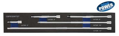 CBPE05WTST - 5 Piece 1/4” Drive Cornwell® bluePOWER® Wobble Extension Set