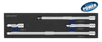 CBPE34WTST - 4 Piece 1/2” Drive Cornwell® bluePOWER® Wobble Extension Set
